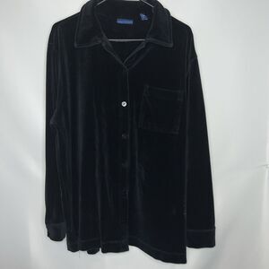 Karen Scott Sport Women's Long Sleeve Black Velvet Zip Up Sweatshirt Size 1X